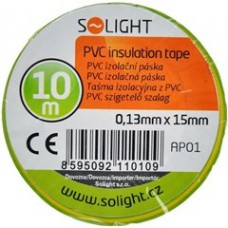 SOLIGHT - Izolačná páska, 15mm x 0,13 mm x 10m, žltozelená
