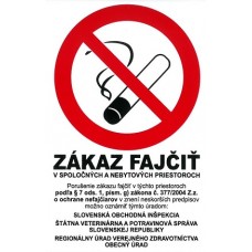 Zákaz fajčiť v spoločných a nebytových priestoroch 140x90mm - samolepka